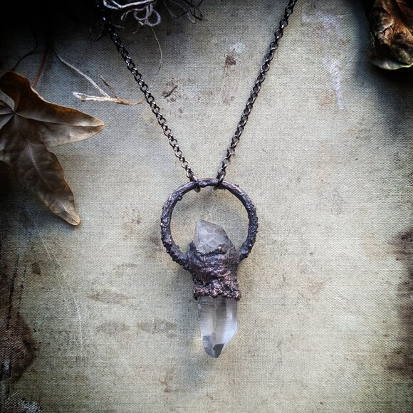 Quartz & Amethyst Electroformed Statement Necklace - Picture 2 of 6